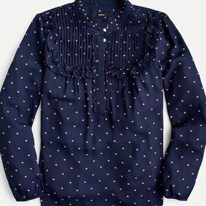 NWT J Crew Ruffle popover top in mini hearts - Size XL